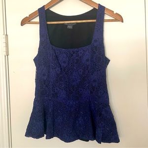 Armani Exchange - Navy Blue Lace Peplum Tank Top